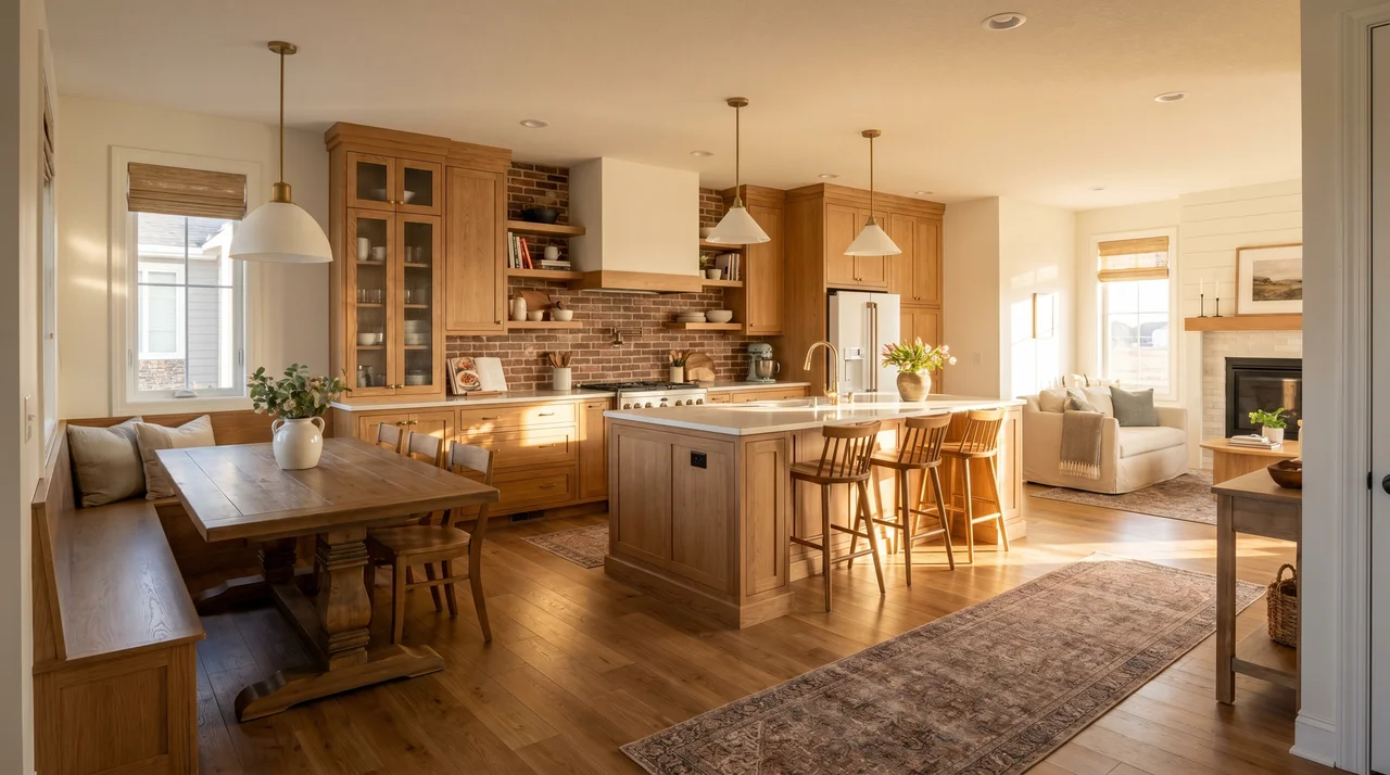 Welcoming view into a beautifully remodeled Wichita kitchen as the centerpiece of the home